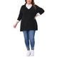 thumbnail image 2 of Agnes Orinda Suéter de Talla Grande para Mujeres Cuello en V Manga Larga Pullover Dobladillo con Abertura Blusa de Punto Otoño Invierno 1X Negro, 2 of 5