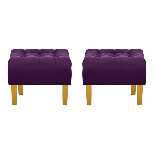 Set Pouf Wood 1c Felpa 01 Morado