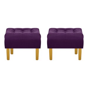 Bodevir - Set Pouf Wood 1C Felpa 01 Morado
