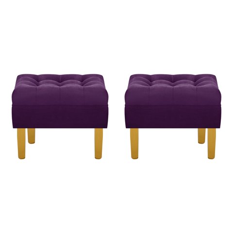 Bodevir - Set Pouf Wood 1C Felpa 01 Morado