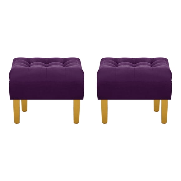 Set Pouf Wood 1c Felpa 01 Morado