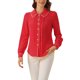 thumbnail image 1 of INSPIRE CHIC Blusa de Mujer para Regreso a Clases con Cuello Peter Pan, Manga Abullonada, Ribete en Contraste, Camisa Abotonada, Talla S, Rojo, 1 of 5