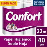 Papel Higiénico Confort Doble Hoja 40 Rollos 22M