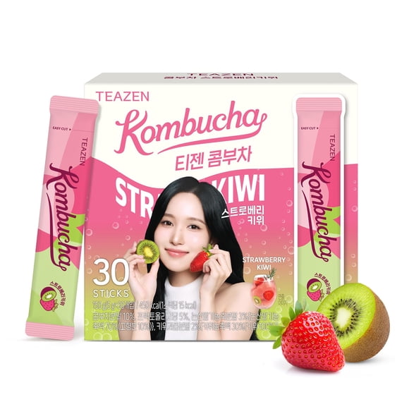 Kombucha en polvo TEAZEN sabor fresa y kiwi 150 g, 30 sobres
