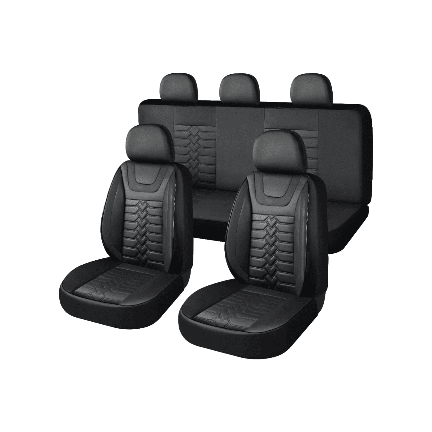Importclick - Set Fundas Cuero Cubre Asientos Automóvil Completo Deluxe Negro