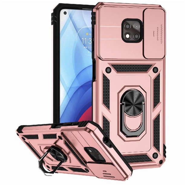 Funda Resistente Anillo Soporte Motorola Moto G Power 2021 Privacidad Cámara Montaje Magnético Oro rosa