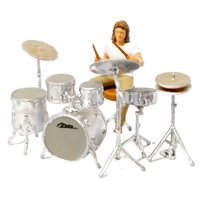 Bothyi - Pintado A Mano 1:64 Rock Music People Figure Dioramas Fairy Garden Movie Props White Drummer Set