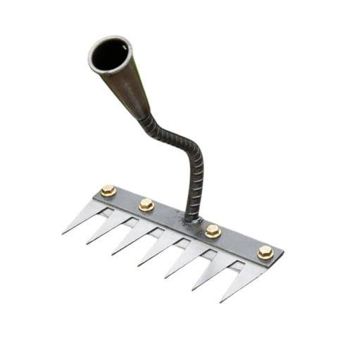 Ioensy - Rastrillo De Jardín Agrícola Con Mango Ergonómico Para Desherbar, 7 Púas