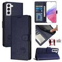 Funda Tipo Cartera Foxdock Para Samsung Galaxy S21 Con Soporte, Ranuras, Rfid, Diseño De Gato