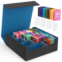 Caja De Almacenamiento De Tarjetas Moko Trading 3000+ Mtg Con Divisores, Color Cian