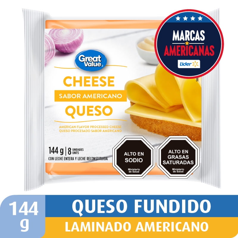 Queso Americano Fundido Laminado 144 g Great Value