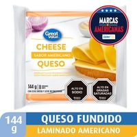 Queso Americano Fundido Laminado 144 G Great Value