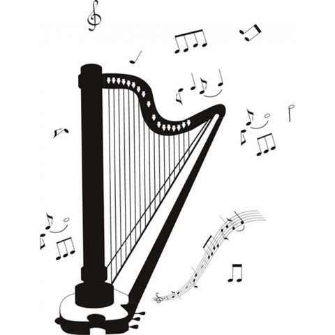 Rienda Libre Graphics - Decomural Classical Harp Instruments Music Ws-18328