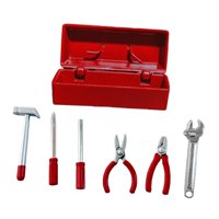 Bothyi - Caja De Herramientas Para Reparar Casas De Muñecas, Escenas, Muebles En Miniatura Para Niños, Estuche Rojo
