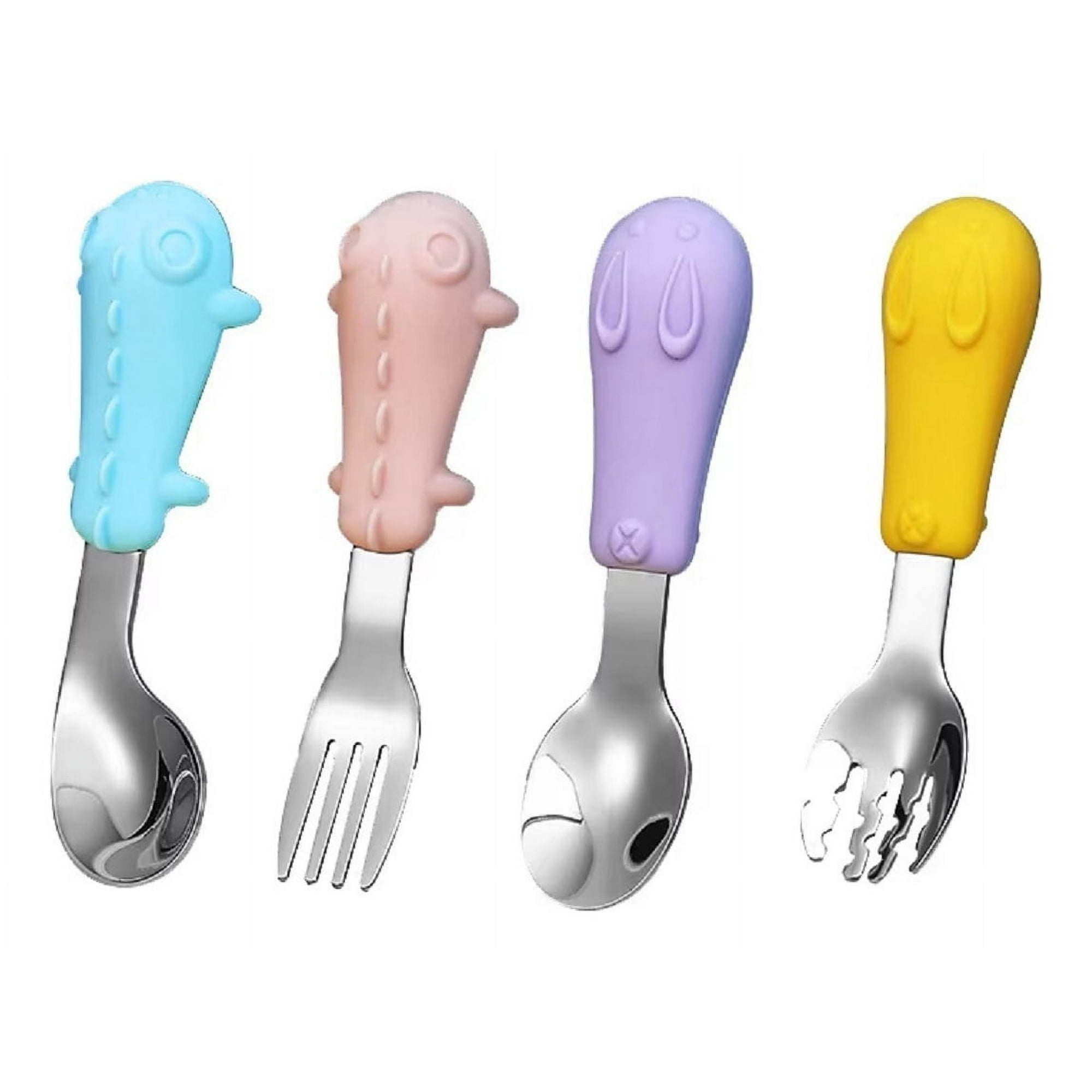 Genérico - Set 3 Cubierto+cuchara Acero Inoxidable Silicona Bebe Lau