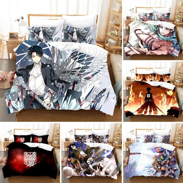 ed Attack On Titan AOT Bedding SetLevi Duvet Cover Double Adult Kids Bedclothes Quilt Cover