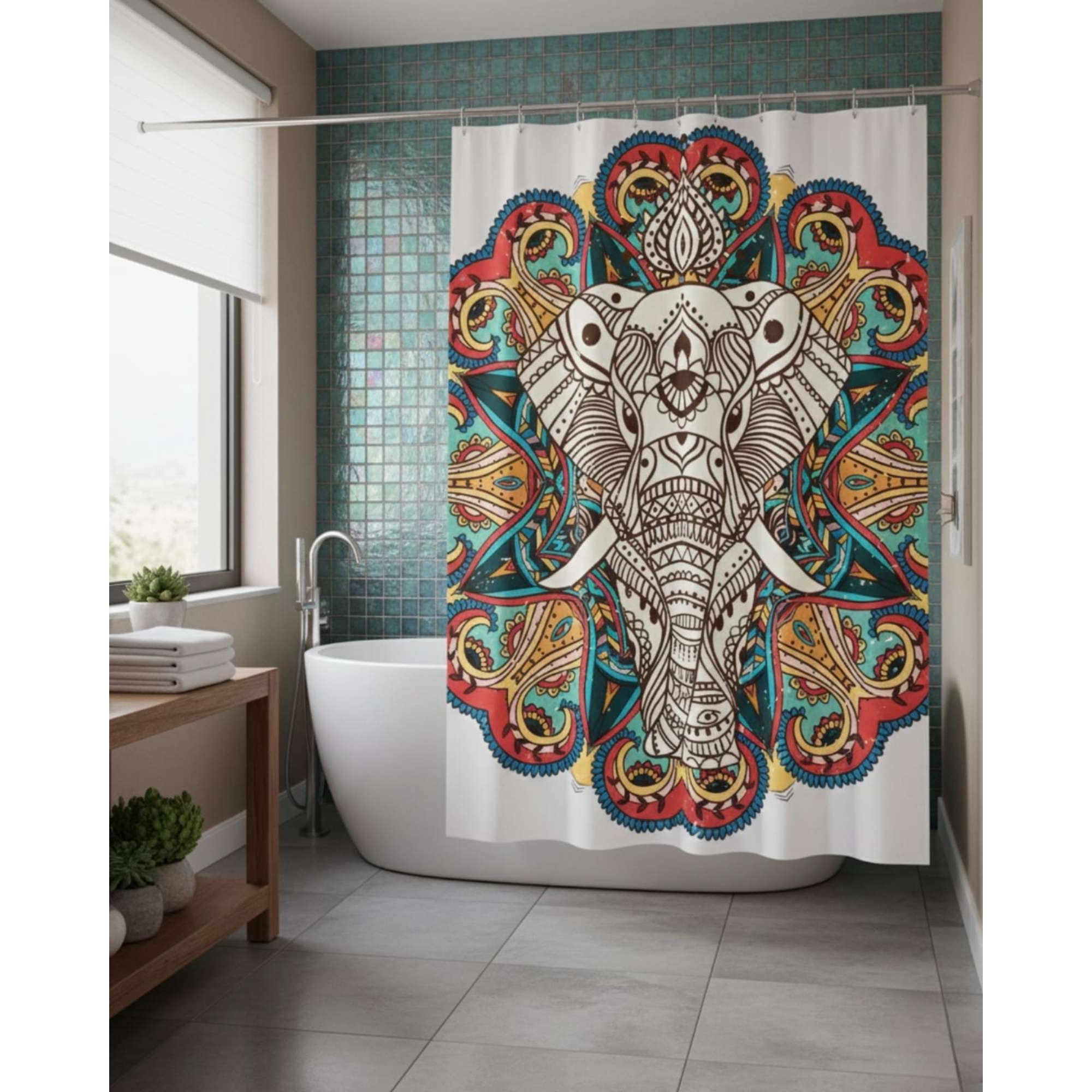 Imac Hogar - Juego De Cortina De Baño Tela Género + Forro Impermeable