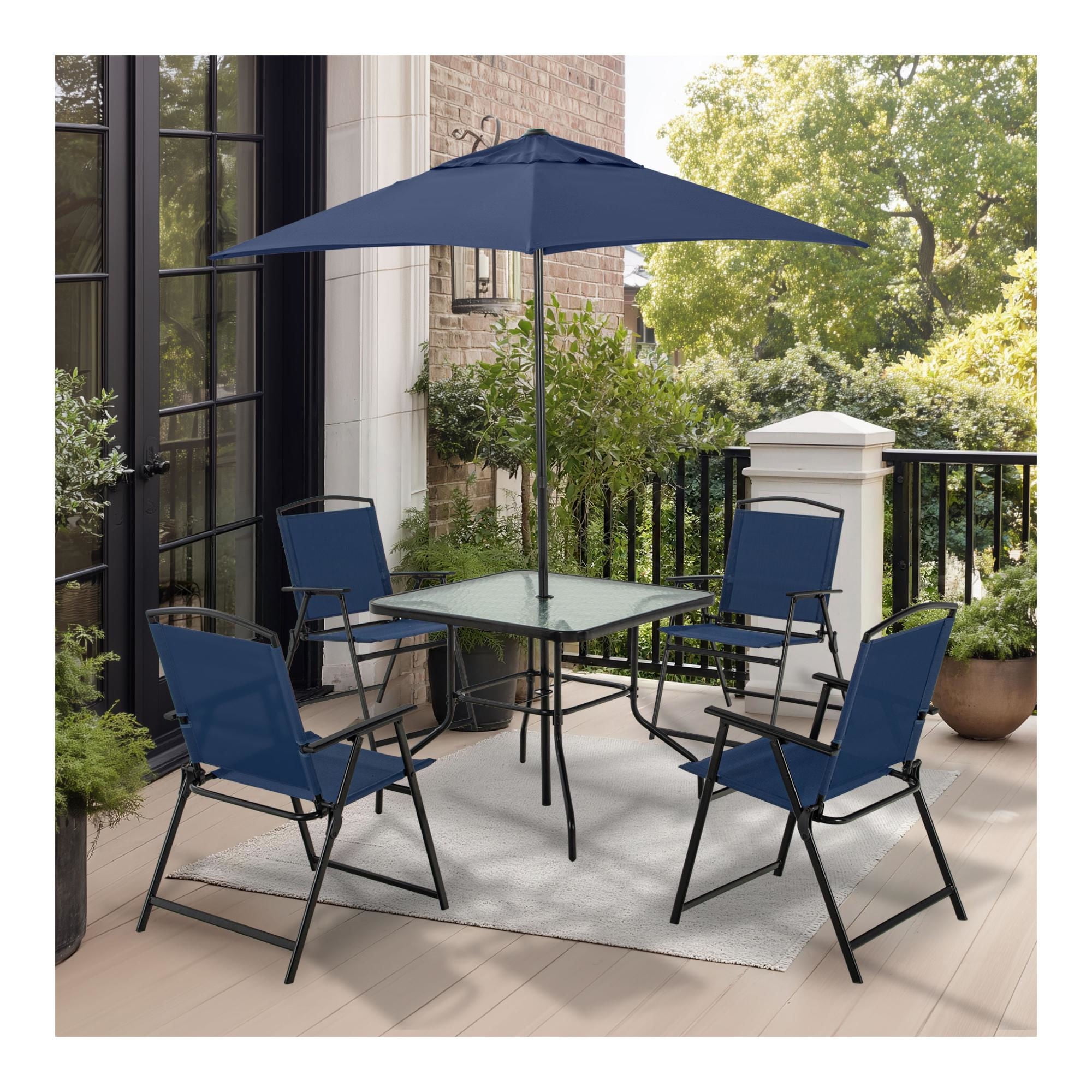 Mainstays - Juego Terraza 6 Piezas Negro - Azul