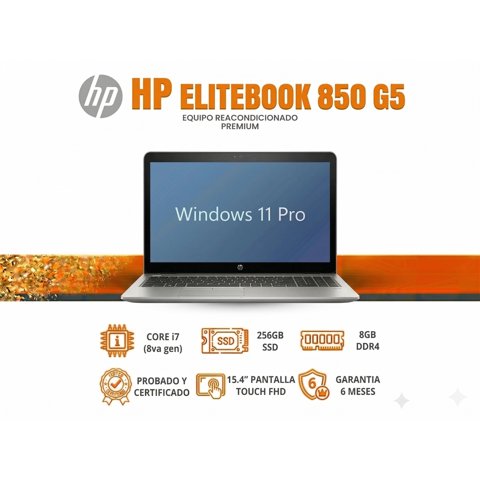 Hp Elitebook 850 G5 Intel I7-8550U 8Gb Ram 256Gb Ssd 15.6 "" Reacondicionado Grado A