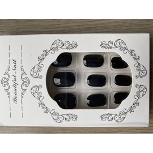 Klaia Beauty - Uñas Press-On Adhesivas Largo Medio Redondeada 24Pcs Postizas Reutilizable Negro