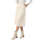 thumbnail image 4 of INSPIRE CHIC Falda de Mujer de Gamuza Sintética con Cintura Alta Elástica para Otoño Invierno, Falda Midi en Línea A con Bolsillos L Beige, 4 of 6