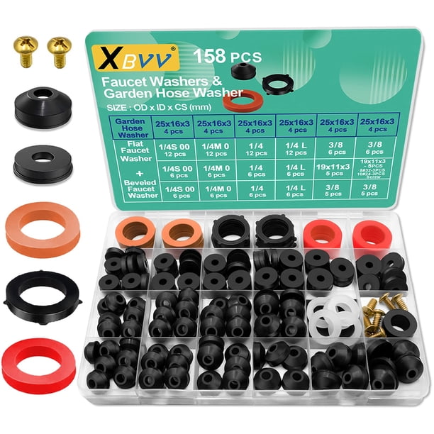 Kit de juntas para mangueras de jardín y arandelas de goma para grifos XBVV, 158 unidades