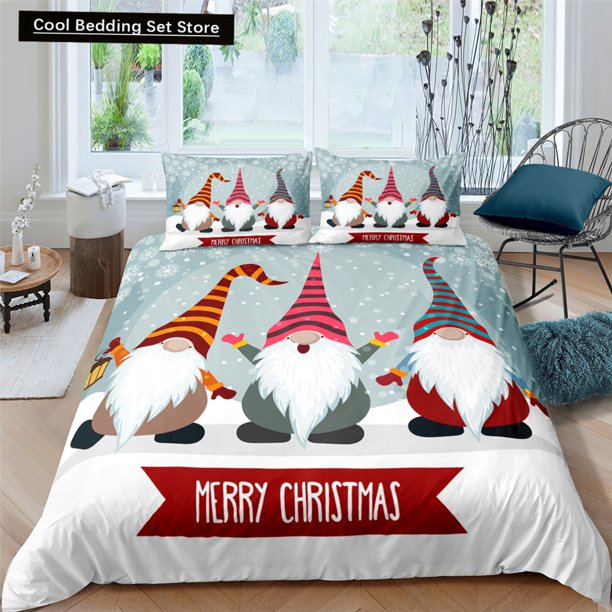 Merry Christmas Bedding Set Full Twin Size Kids Cartoon Duvet Cover Snow Comforter Cover Polyester Quilt Cover Bed Sheets