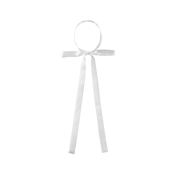 INSPIRE CHIC Lazo largo ajustable para mujer de color sólido con cuello ajustable, elegante pajarita blanca, talla única