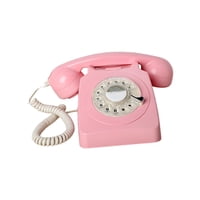 Magideal - Teléfono De Disco Giratorio De Estilo Vintage, Teléfono Con Cable Europeo, Estilo Años 60, Con Campana De Metal, Estilo Retro. Rosa