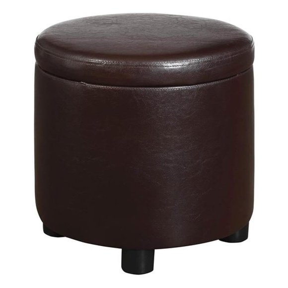 Puf redondo Pemberly Row 40 cm color espresso de cuero sintético