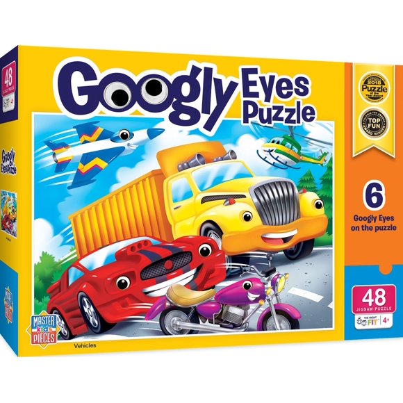 Rompecabezas MasterPieces Vehicles con Googly Eyes, 48 piezas, 4+Y
