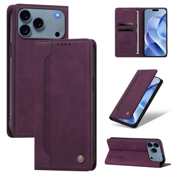 Funda Billetera para iPhone 18 Pro Imán y Resistente Morado