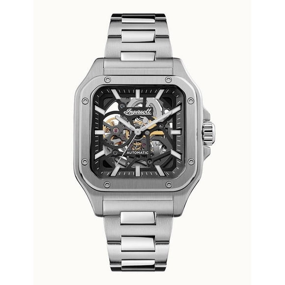 Reloj The Ollie Automático Esqueleto Esfera Negra Acero Inoxidable I14501 Para Hombre