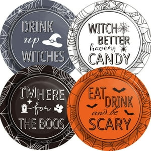 Platos De Papel Desechables Wiooffen Halloween, 7 Pulgadas, 48 Unidades