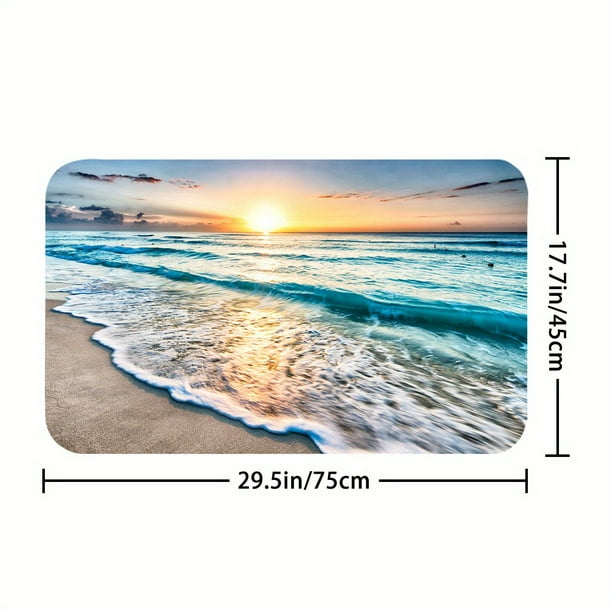 1pc Bathroom Rugs Shower Curtain, Sea Wave Pattern Shower Curtain With 12 Plastic Hooks, Bathroom Non-Slip Mat, U Shaped Toilet Mat And Toilet Cover, Bathroom Accessories, Bathroom Decor, Home Decor