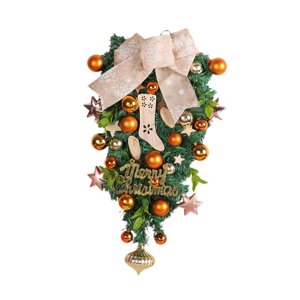 Magideal - Guirnalda Navideña Con Forma De Lágrima Para Puerta Delantera, Carteles De Bienvenida, Decoración Navideña, Corona De Flores Artificiales Para Comedor