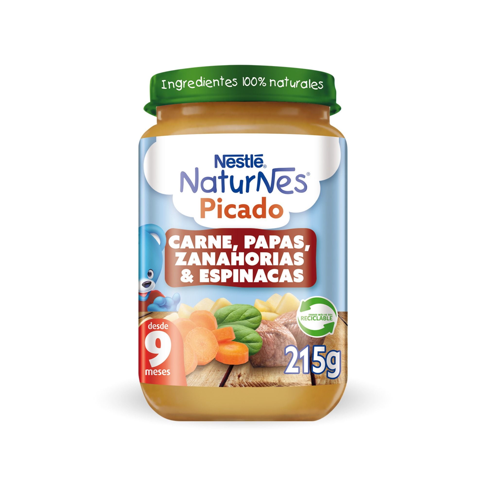 Picado Carne Papas Zanahoria Y Espinaca, 215 g