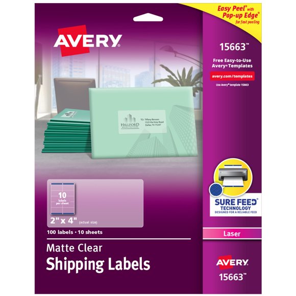 Etiquetas de envío Avery Printables 2x4 Matte Clear 100 unidades