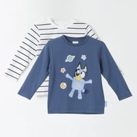 Bipack Polera Manga Larga Niño Rayas Azul Bingo & Bluey