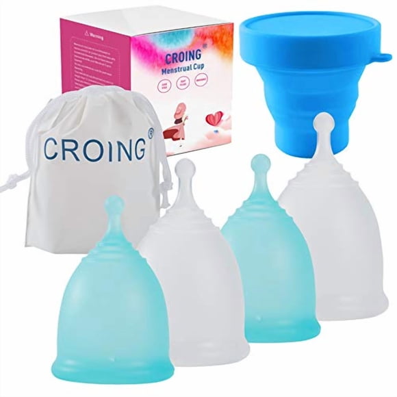 Juego de 4 coronas para copa menstrual con vaso esterilizador y soporte