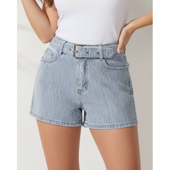 Short Mujer Mezclilla Fashion con Detalles Brillantes