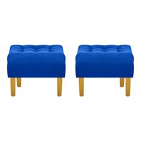 Bodevir - Set Pouf Wood 1C Felpa 01 Azul Rey