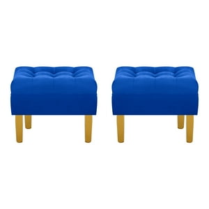 Bodevir - Set Pouf Wood 1C Felpa 01 Azul Rey