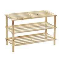 Importclick - Zapatero Organizador De Madera Con 3 Niveles Café Claro Rectangular