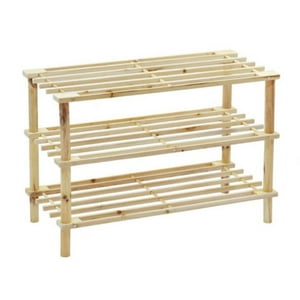 Importclick - Zapatero Organizador De Madera Con 3 Niveles Café Claro Rectangular