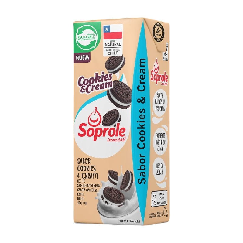 Leche Semidescremada Cookies And Cream 200 ml Soprole