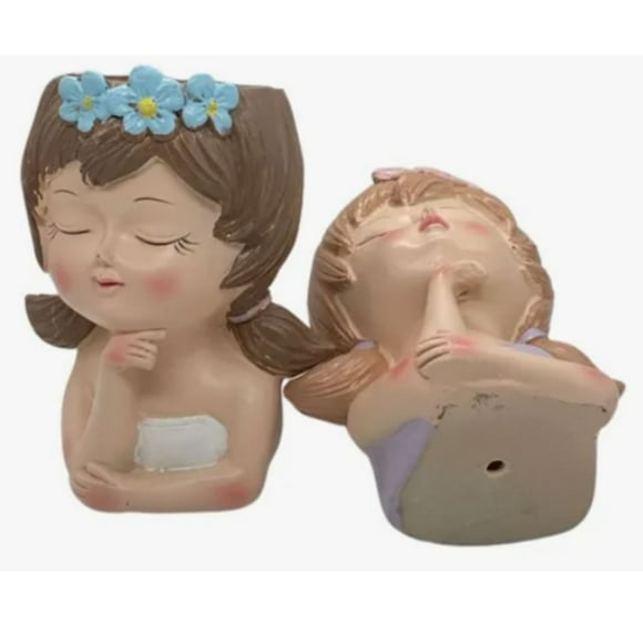 2 Maceteros Decorativos Estilo Niña Vintage