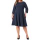 thumbnail image 2 of Agnes Orinda Trajes de Halloween para Mujeres Tallas Grandes Vestido de Oficina Escolar Universitaria Manga 3/4 Vestido de Cóctel Vintage de los Años 50s 60s Vestidos para Trabajar 4X Azul Marino, 2 of 6