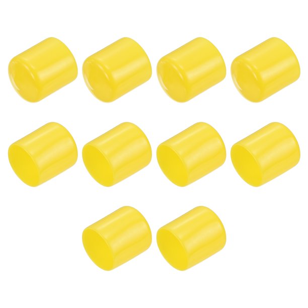 10 piezas de tapas de goma 29mm(1 1/8") ID tapa redonda de vinilo protector de rosca de tornillo amarillo