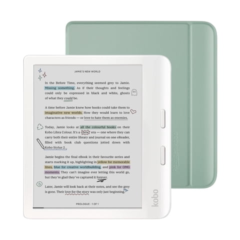 Paquete De Ereader Kobo Libra En Color Blanco Con Funda De 32 Gb De Almacenamiento